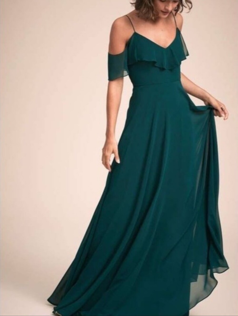 Jenny Yoo Mika Dress Caspian Sea Forest Green Bridesmaid Maxi Dress Size 14